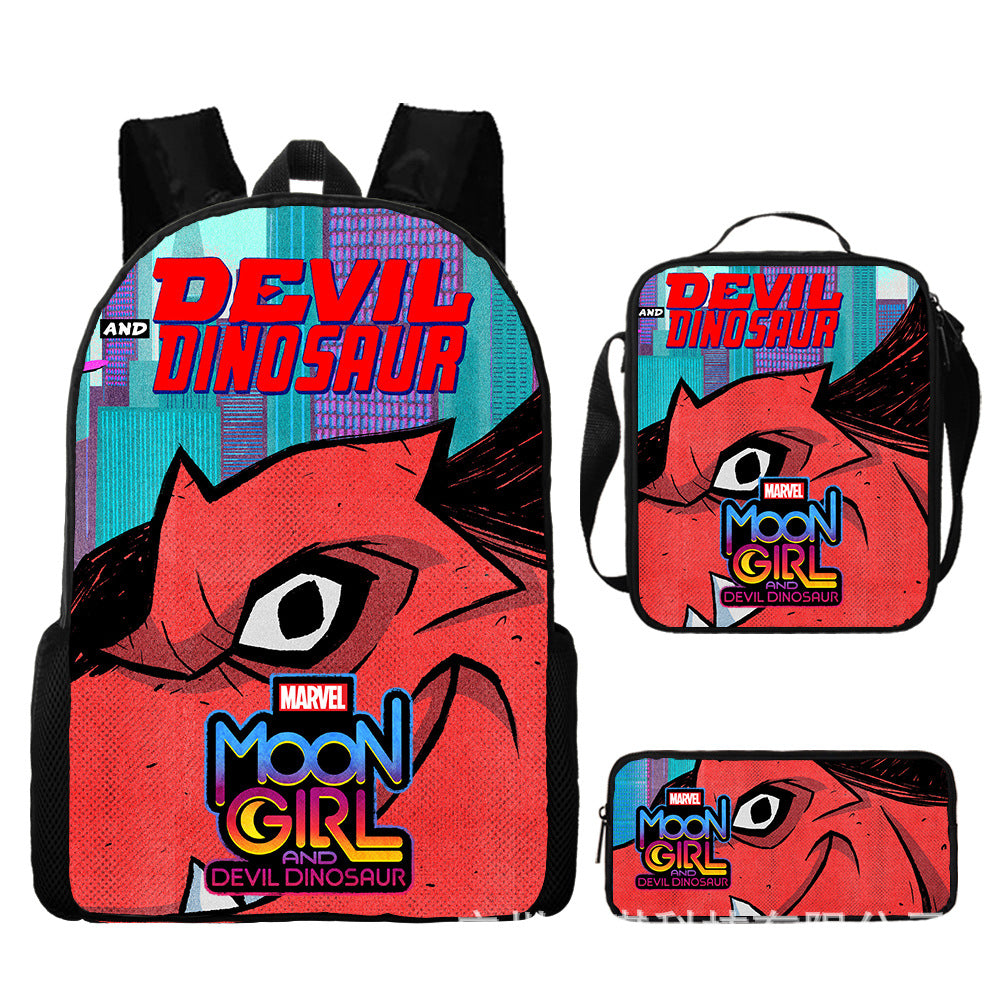 Moon Girl and Devil Dinosaur Schoolbag Backpack Lunch Bag Pencil Case 3pcs Set Gift for Kids Students
