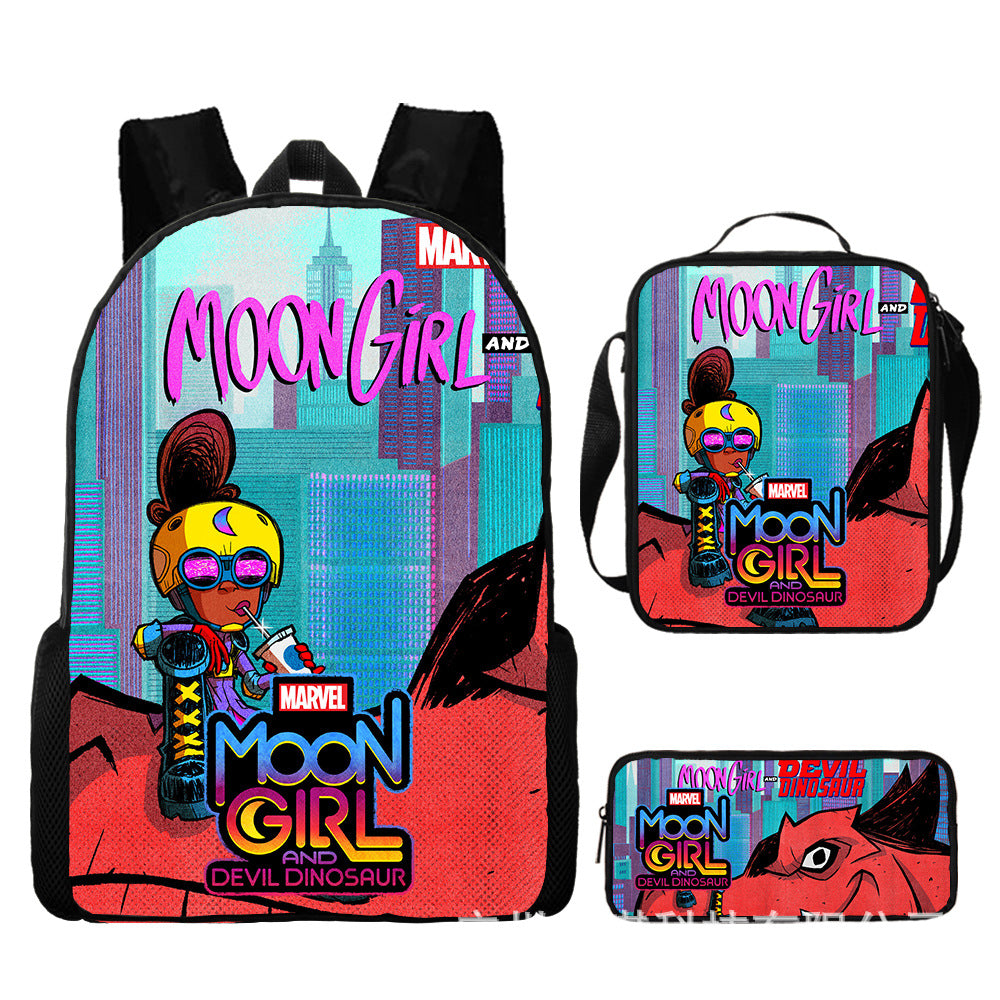 Moon Girl and Devil Dinosaur Schoolbag Backpack Lunch Bag Pencil Case 3pcs Set Gift for Kids Students