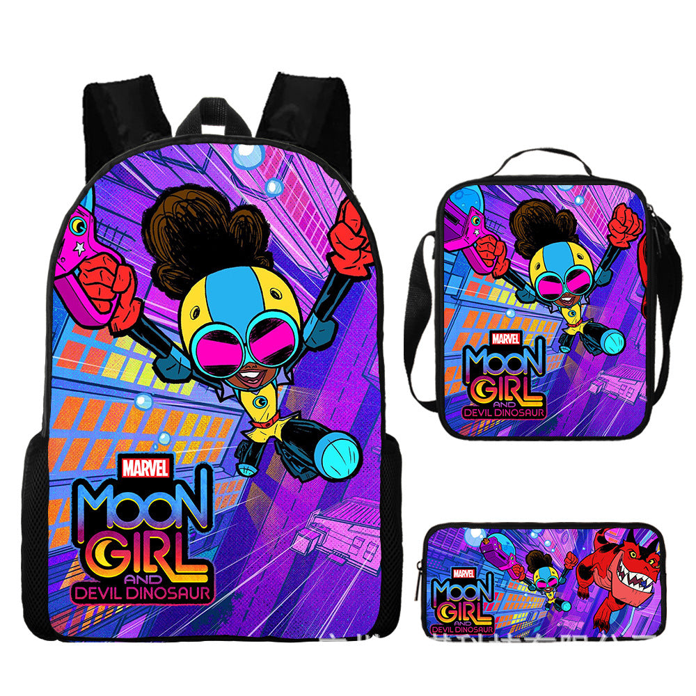 Moon Girl and Devil Dinosaur Schoolbag Backpack Lunch Bag Pencil Case 3pcs Set Gift for Kids Students
