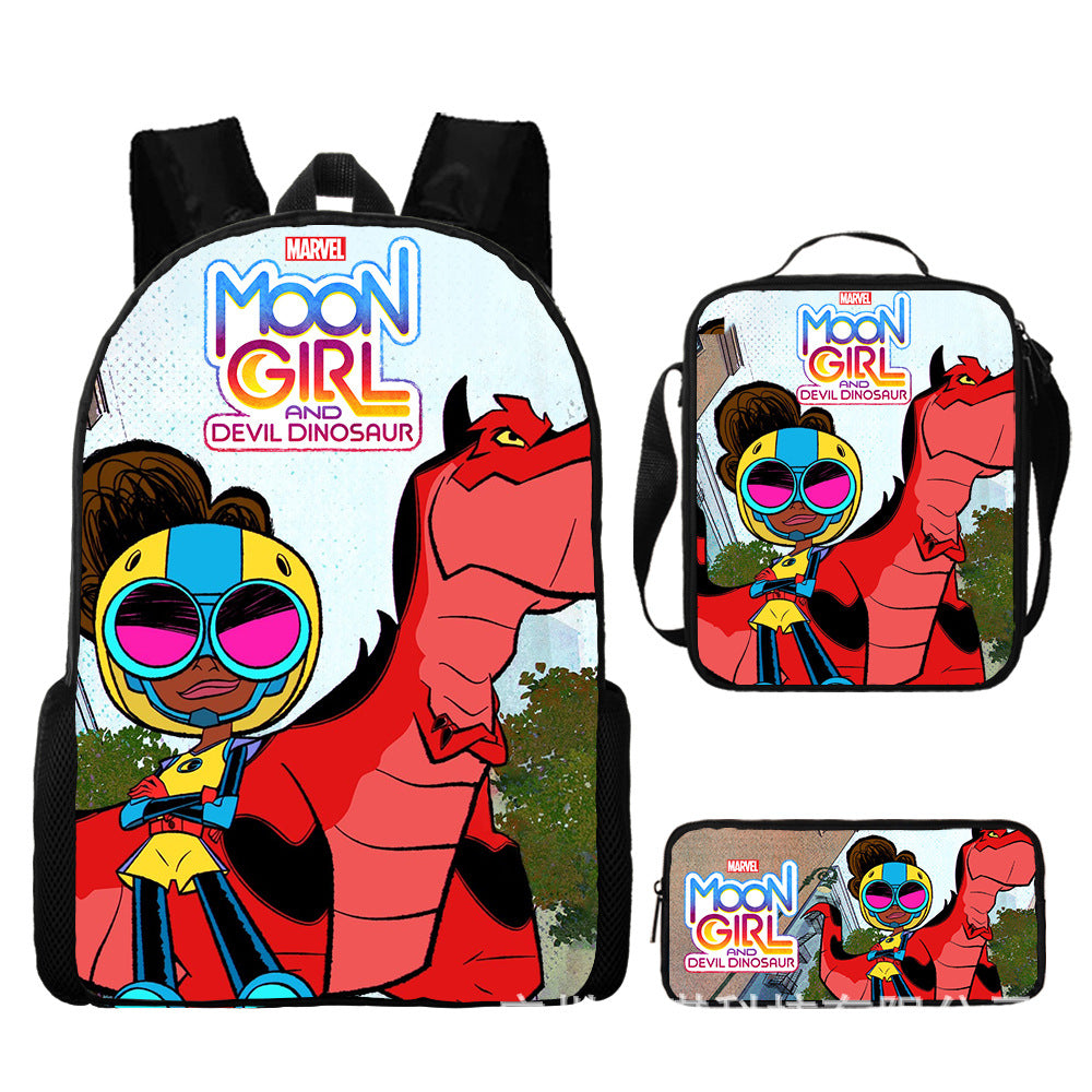 Moon Girl and Devil Dinosaur Schoolbag Backpack Lunch Bag Pencil Case 3pcs Set Gift for Kids Students