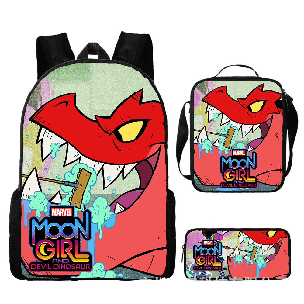 Moon Girl and Devil Dinosaur Schoolbag Backpack Lunch Bag Pencil Case 3pcs Set Gift for Kids Students