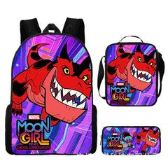 Moon Girl and Devil Dinosaur Schoolbag Backpack Lunch Bag Pencil Case 3pcs Set Gift for Kids Students