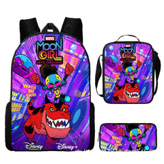 Moon Girl and Devil Dinosaur Schoolbag Backpack Lunch Bag Pencil Case 3pcs Set Gift for Kids Students
