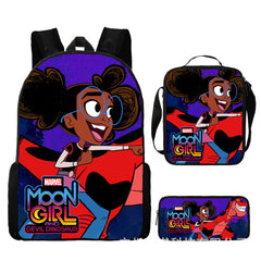 Moon Girl and Devil Dinosaur Schoolbag Backpack Lunch Bag Pencil Case 3pcs Set Gift for Kids Students