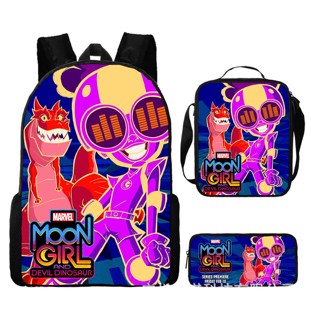 Moon Girl and Devil Dinosaur Schoolbag Backpack Lunch Bag Pencil Case 3pcs Set Gift for Kids Students