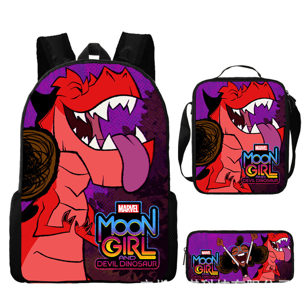 Moon Girl and Devil Dinosaur Schoolbag Backpack Lunch Bag Pencil Case 3pcs Set Gift for Kids Students