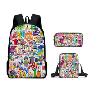 NumberBlocks Schoolbag Backpack Lunch Bag Pencil Case 3pcs Set Gift for Kids Students