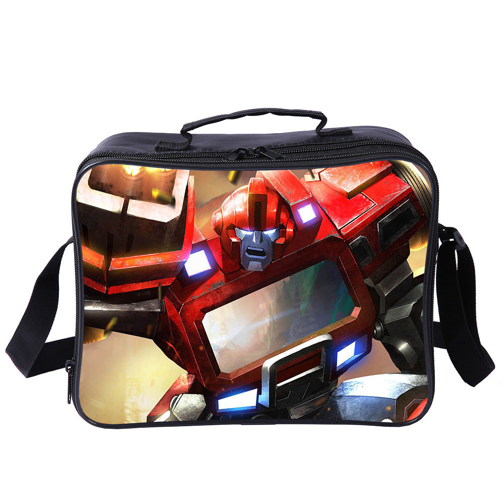 Transformers Optimus Prime PU Leather Portable Lunch Box School Tote Storage Picnic Bag