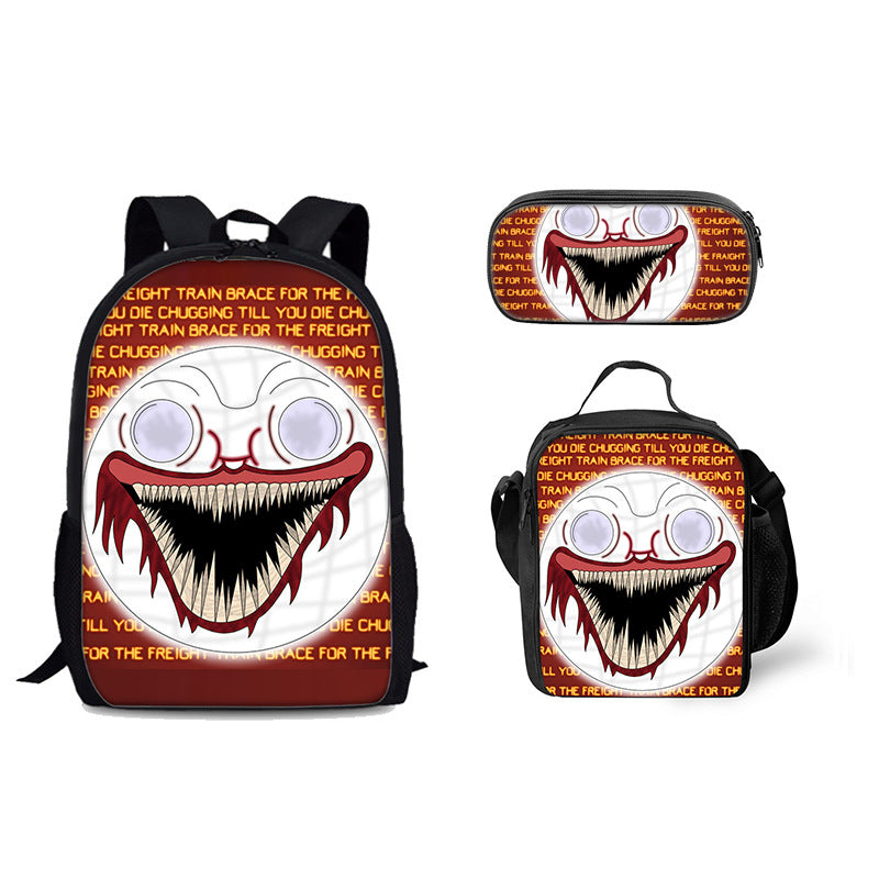 Choo Choo Charles School Bag Backpack Lunch Bag Pencil Case 3pcs Set Gift for Kids Students