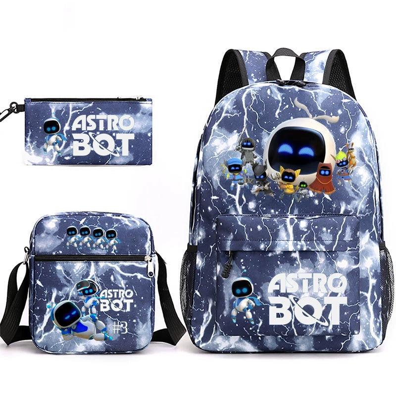 Astro Bot SchoolBag Backpack Shoulder Bag Book Pencil Bags 3pcs Set