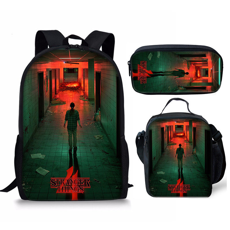 Stranger Things Schoolbag Backpack Lunch Bag Pencil Case 3pcs Set Gift for Kids Students