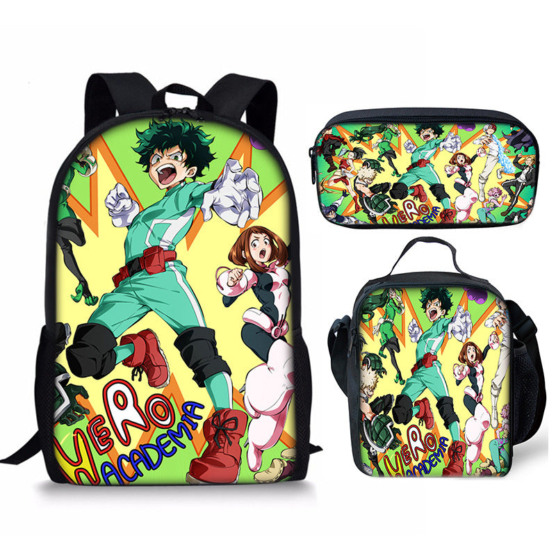 My Hero Academia Schoolbag Backpack Lunch Bag Pencil Case 3pcs Set Gift for Kids Students