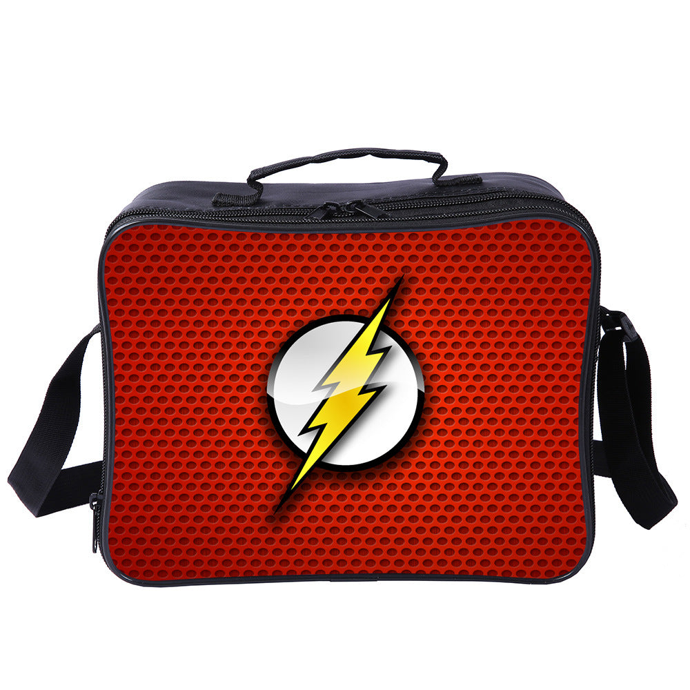 The Flash Superhero PU Leather Portable Lunch Box School Tote Storage Picnic Bag