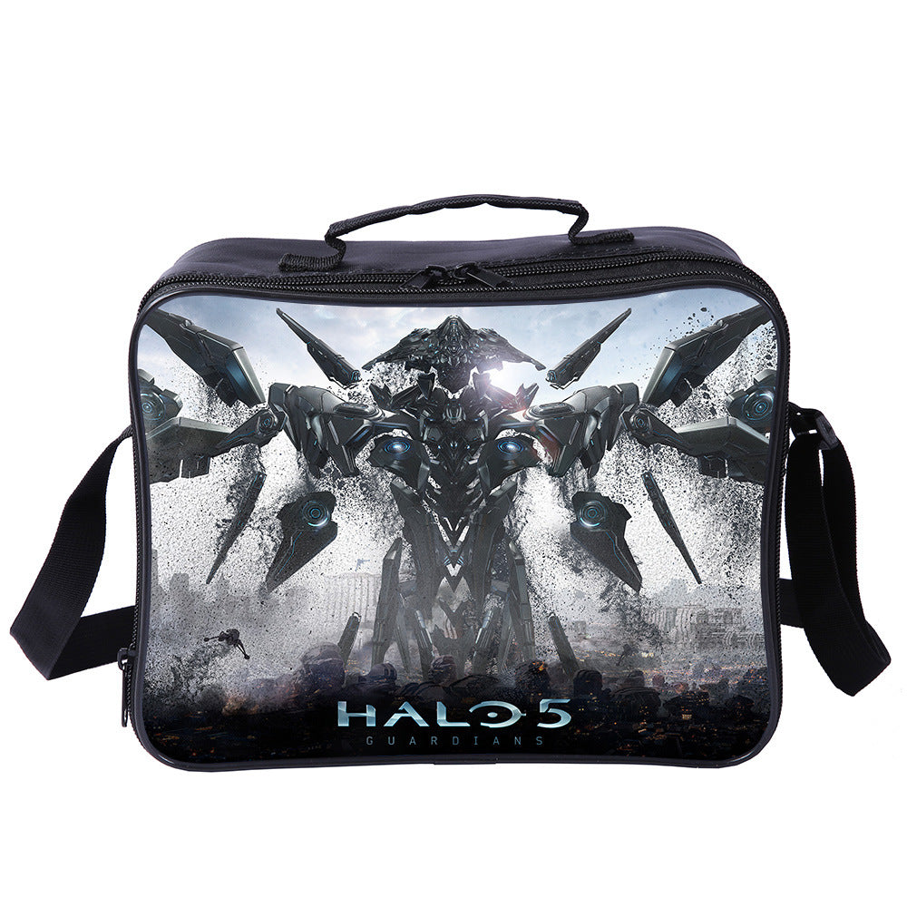 Halo Infinite PU Leather Portable Lunch Box School Tote Storage Picnic Bag
