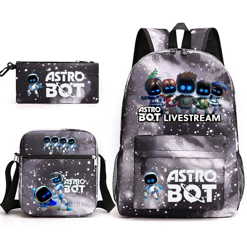 Astro Bot SchoolBag Backpack Shoulder Bag Book Pencil Bags 3pcs Set