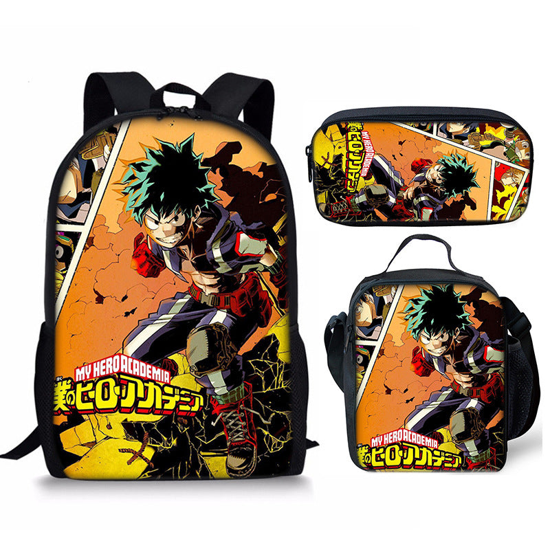 My Hero Academia Schoolbag Backpack Lunch Bag Pencil Case 3pcs Set Gift for Kids Students
