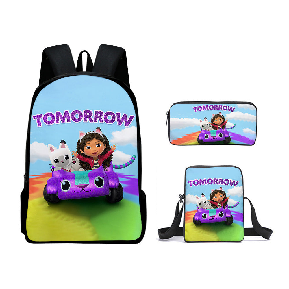 Gabbys Dollhouse Schoolbag Backpack Lunch Bag Pencil Case 3pcs Set Gift for Kids Students