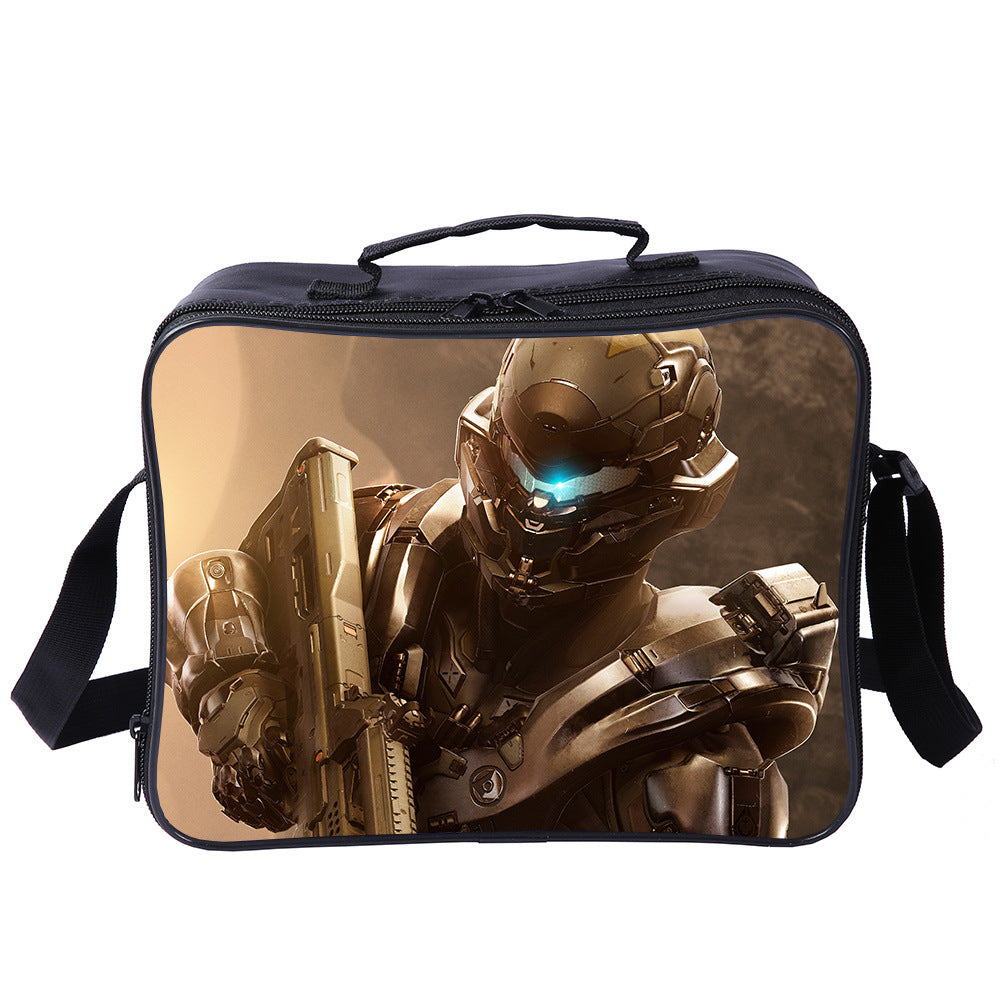 Halo Infinite PU Leather Portable Lunch Box School Tote Storage Picnic Bag