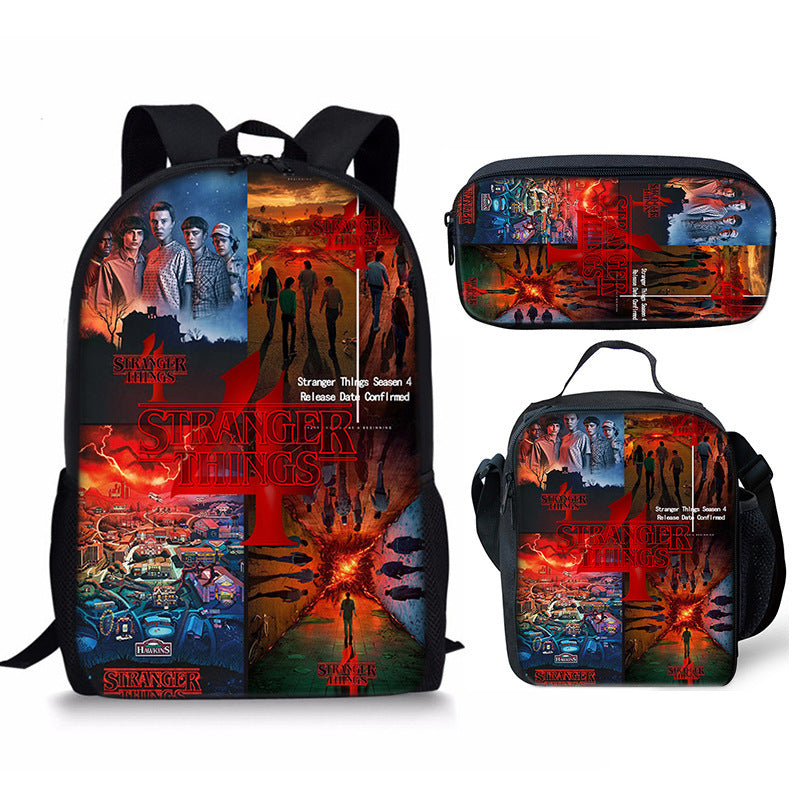 Stranger Things Schoolbag Backpack Lunch Bag Pencil Case 3pcs Set Gift for Kids Students