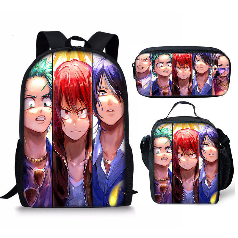 My Hero Academia Schoolbag Backpack Lunch Bag Pencil Case 3pcs Set Gift for Kids Students