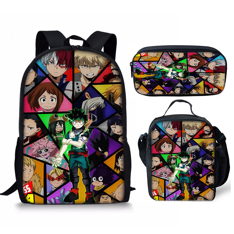 My Hero Academia Schoolbag Backpack Lunch Bag Pencil Case 3pcs Set Gift for Kids Students