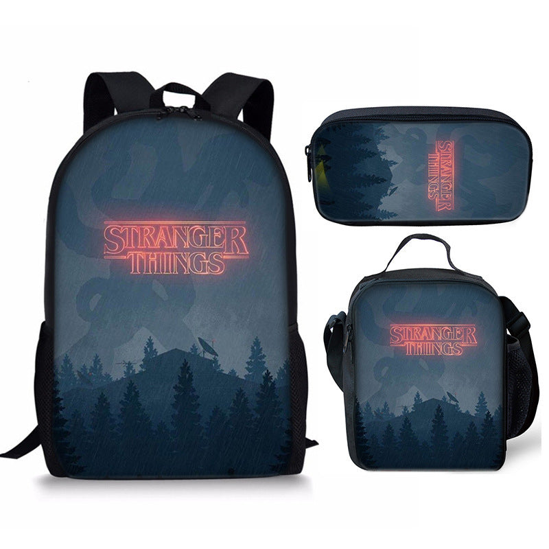 Stranger Things Schoolbag Backpack Lunch Bag Pencil Case 3pcs Set Gift for Kids Students