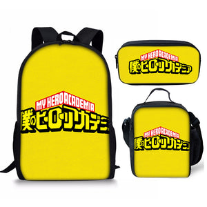 My Hero Academia Schoolbag Backpack Lunch Bag Pencil Case 3pcs Set Gift for Kids Students