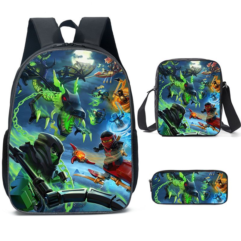 Ninjago Schoolbag Backpack Lunch Bag Pencil Case 3pcs Set Gift for Kids Students