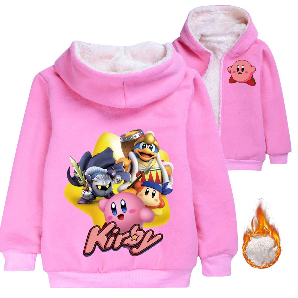 Kirby Pullover Hoodie Sweatshirt Autumn Winter Unisex Sweater Zipper Jacket for Kids Boy Girls