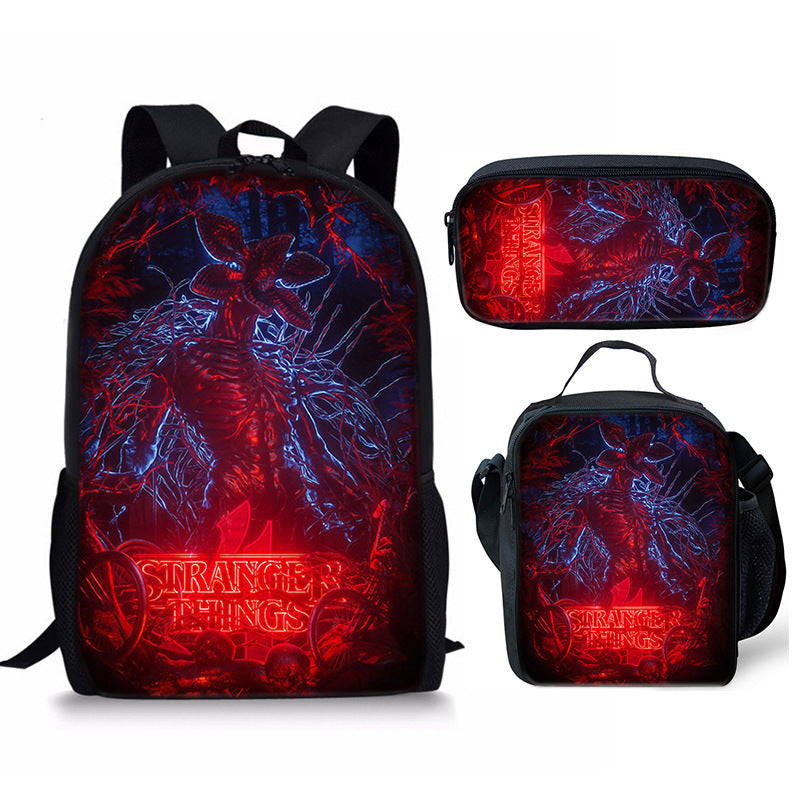 Stranger Things Schoolbag Backpack Lunch Bag Pencil Case 3pcs Set Gift for Kids Students