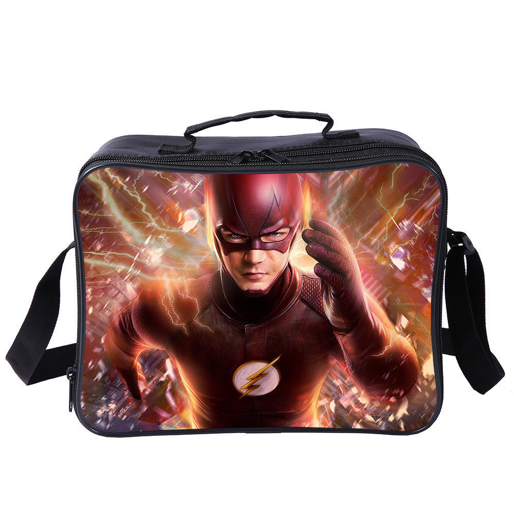 The Flash Superhero PU Leather Portable Lunch Box School Tote Storage Picnic Bag