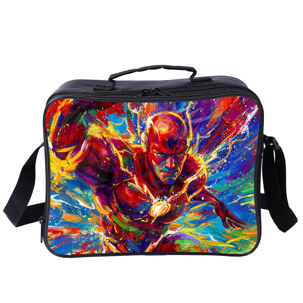 The Flash Superhero PU Leather Portable Lunch Box School Tote Storage Picnic Bag