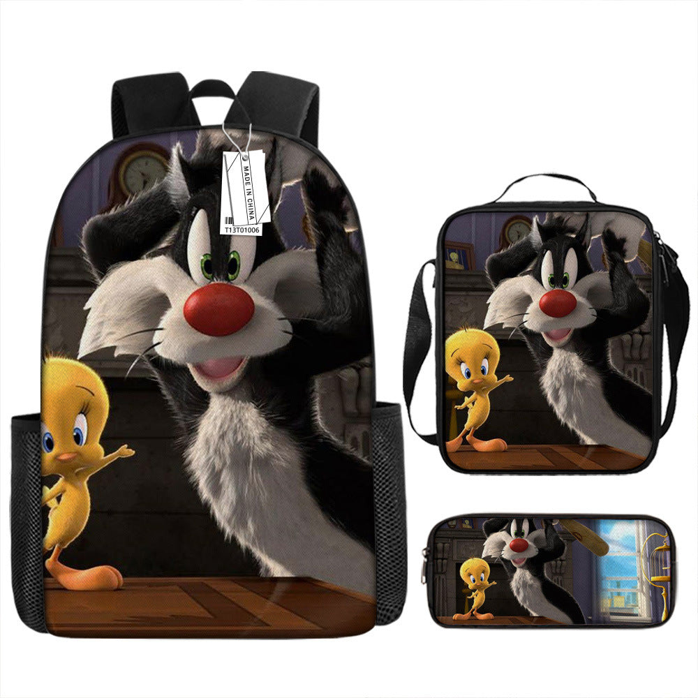 Looney Tunes Schoolbag Backpack Lunch Bag Pencil Case 3pcs Set Gift for Kids Students
