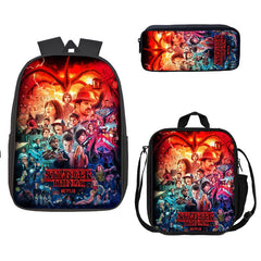 Stranger Things Schoolbag Backpack Lunch Bag Pencil Case 3pcs Set Gift for Kids Students