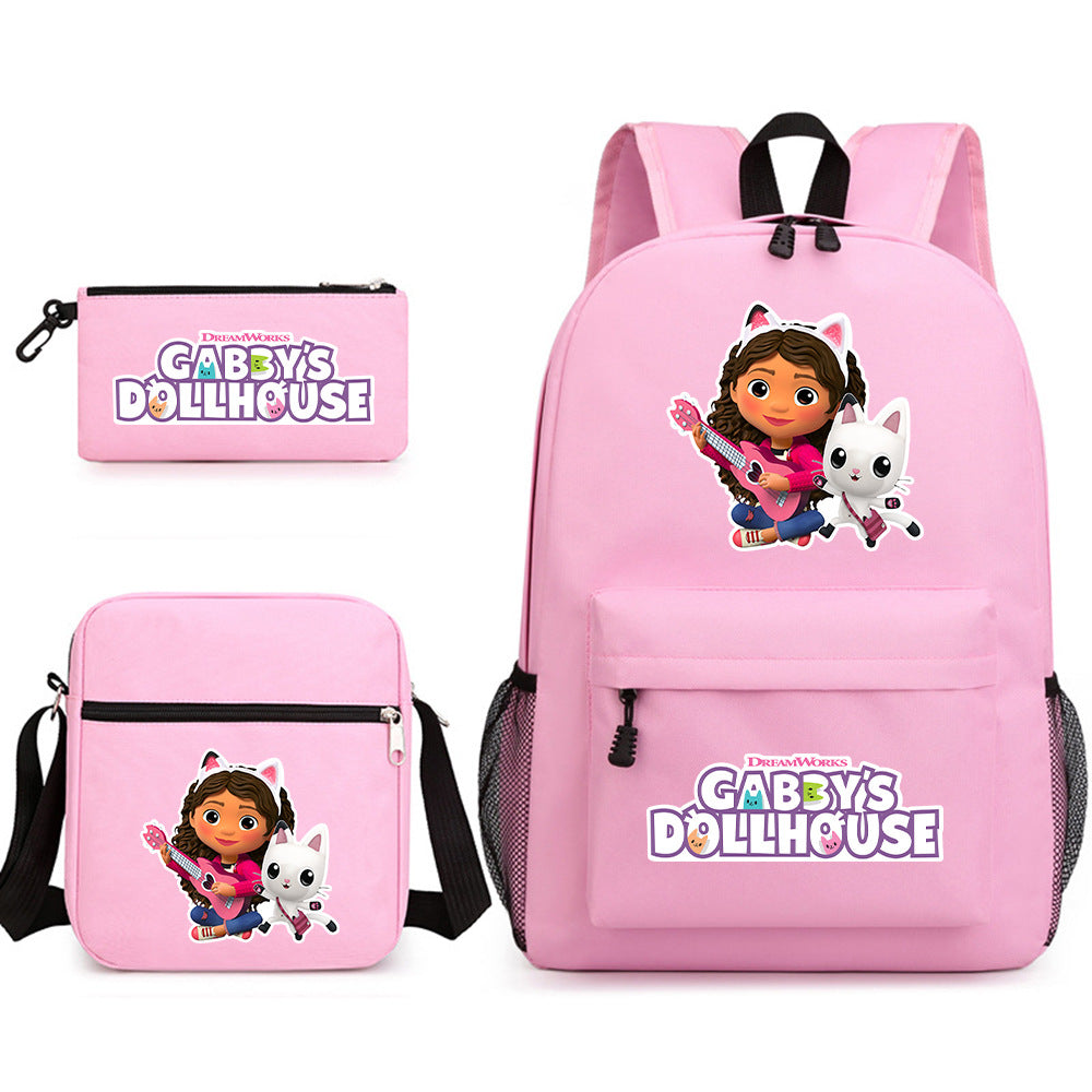 Gabby's Dollhouse SchoolBag Backpack Shoulder Bag Book Pencil Bags 3pcs Set