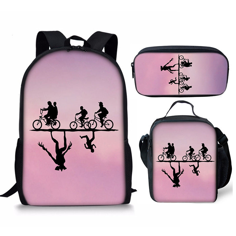 Stranger Things Schoolbag Backpack Lunch Bag Pencil Case 3pcs Set Gift for Kids Students
