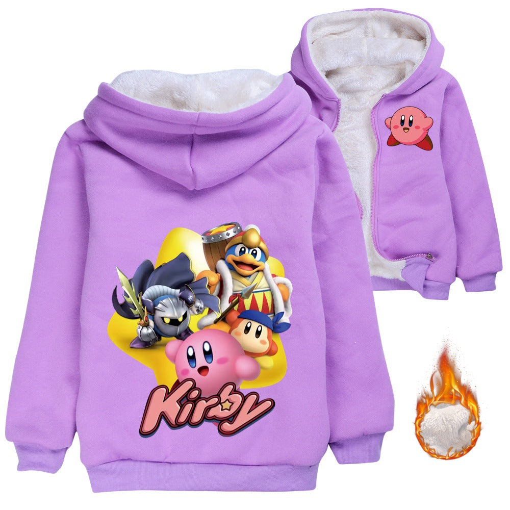 Kirby Pullover Hoodie Sweatshirt Autumn Winter Unisex Sweater Zipper Jacket for Kids Boy Girls