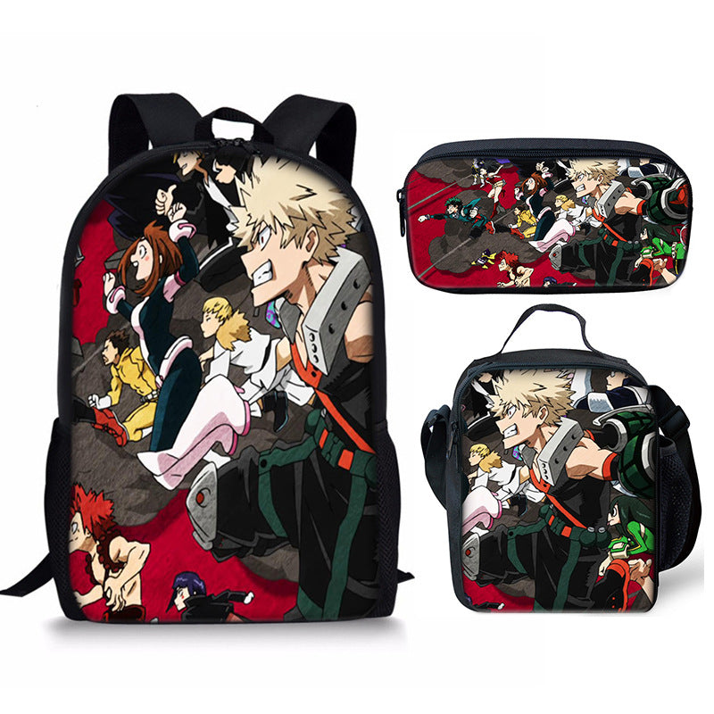 My Hero Academia Schoolbag Backpack Lunch Bag Pencil Case 3pcs Set Gift for Kids Students