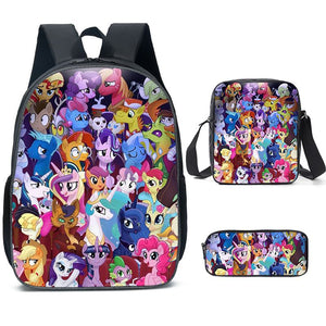 My Little Pony Schoolbag Backpack Lunch Bag Pencil Case 3pcs Set Gift for Kids Students