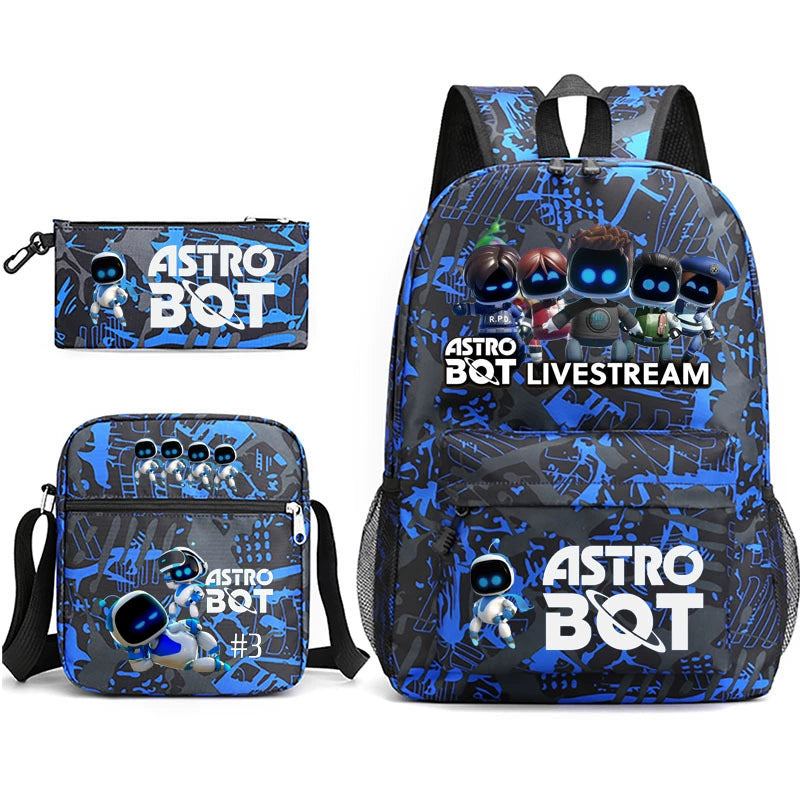 Astro Bot SchoolBag Backpack Shoulder Bag Book Pencil Bags 3pcs Set