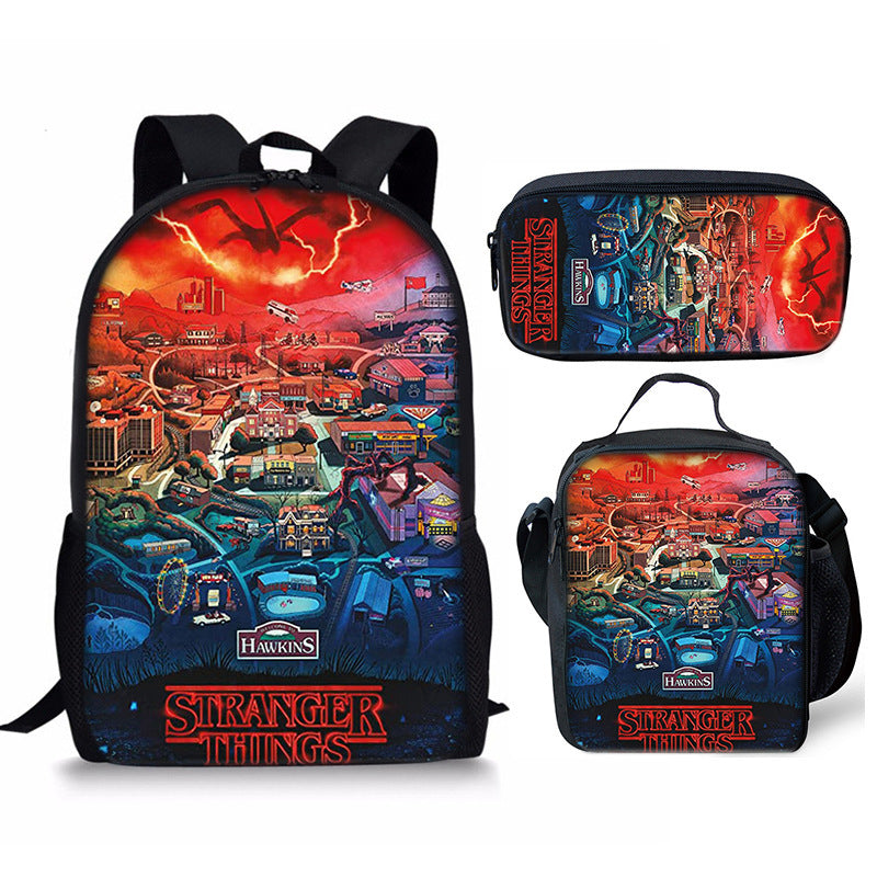 Stranger Things Schoolbag Backpack Lunch Bag Pencil Case 3pcs Set Gift for Kids Students