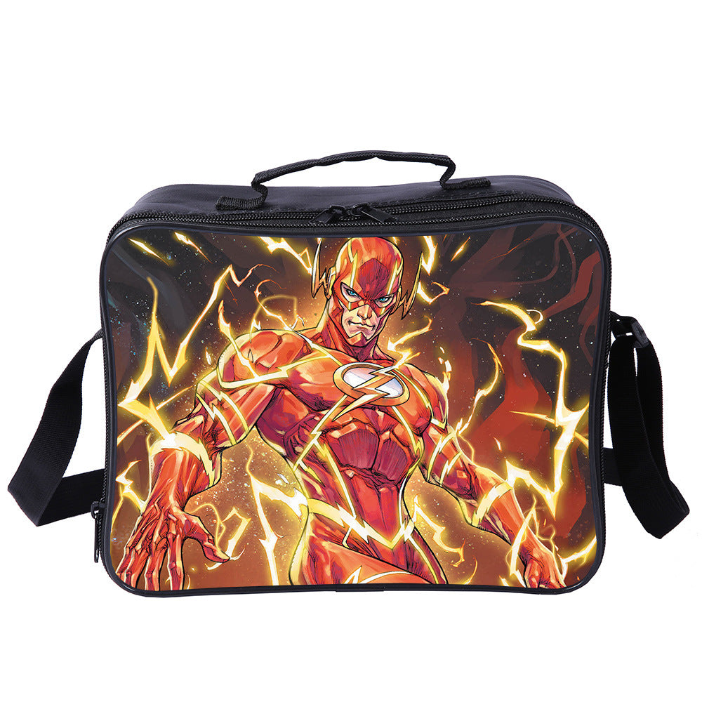The Flash Superhero PU Leather Portable Lunch Box School Tote Storage Picnic Bag