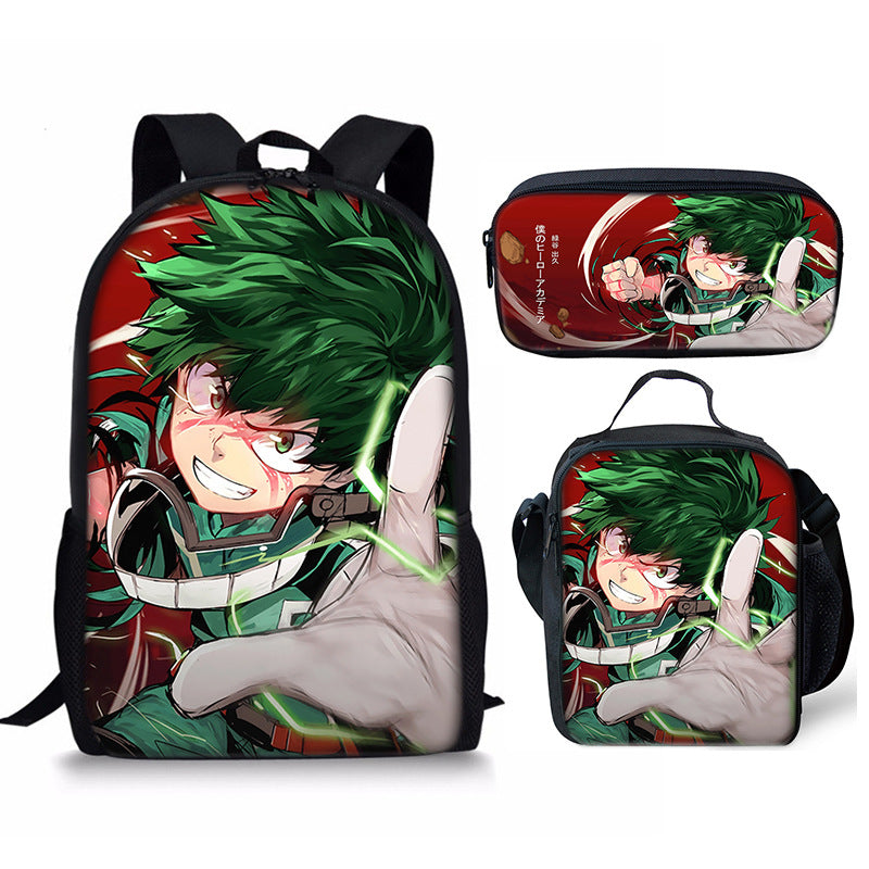 My Hero Academia Schoolbag Backpack Lunch Bag Pencil Case 3pcs Set Gift for Kids Students