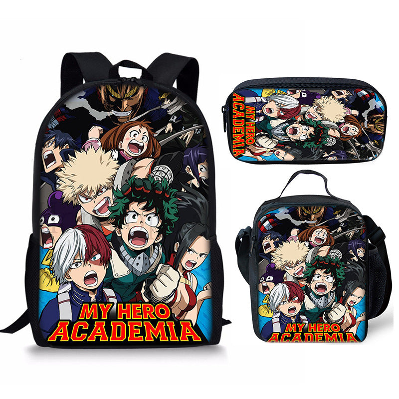 My Hero Academia Schoolbag Backpack Lunch Bag Pencil Case 3pcs Set Gift for Kids Students