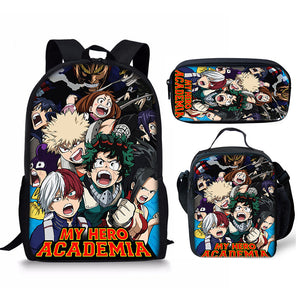 My Hero Academia Schoolbag Backpack Lunch Bag Pencil Case 3pcs Set Gift for Kids Students