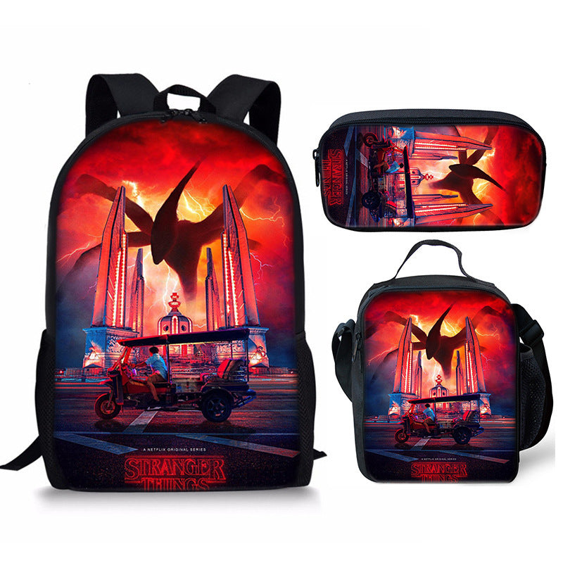 Stranger Things Schoolbag Backpack Lunch Bag Pencil Case 3pcs Set Gift for Kids Students