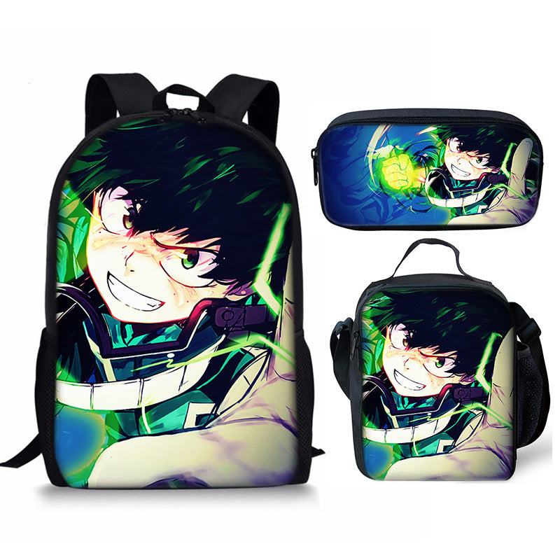 My Hero Academia Schoolbag Backpack Lunch Bag Pencil Case 3pcs Set Gift for Kids Students
