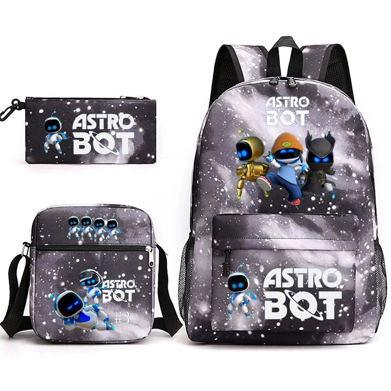 Astro Bot SchoolBag Backpack Shoulder Bag Book Pencil Bags 3pcs Set