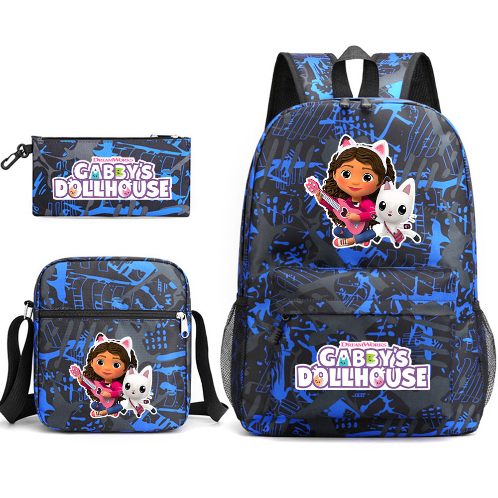Gabby's Dollhouse SchoolBag Backpack Shoulder Bag Book Pencil Bags 3pcs Set