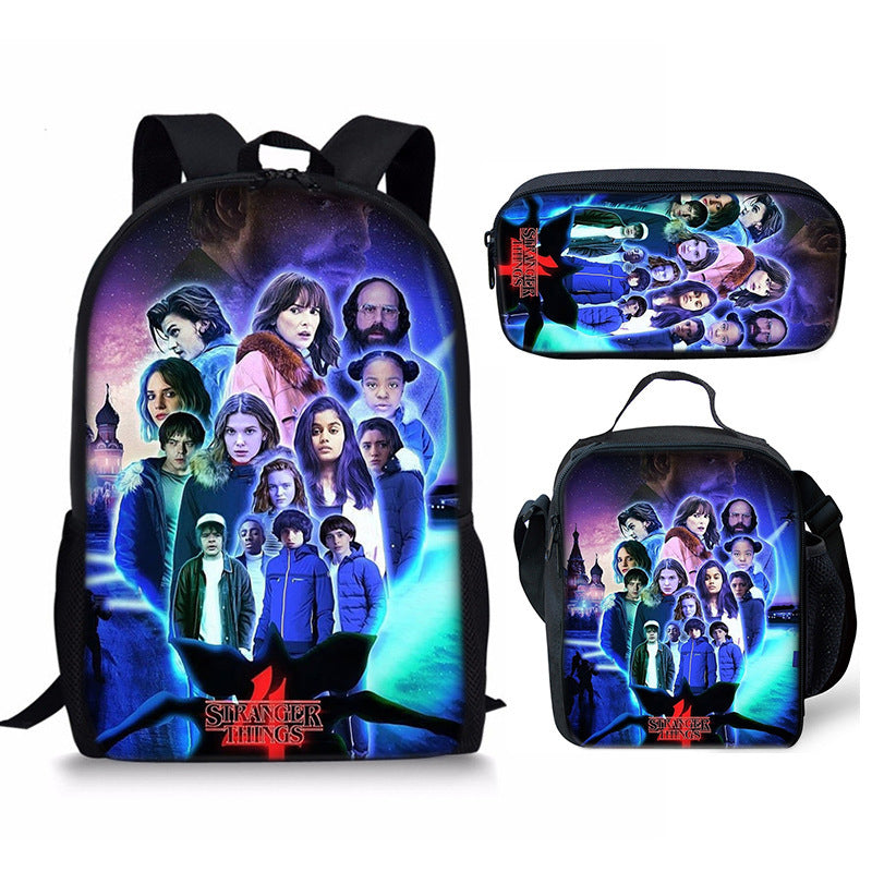 Stranger Things Schoolbag Backpack Lunch Bag Pencil Case 3pcs Set Gift for Kids Students